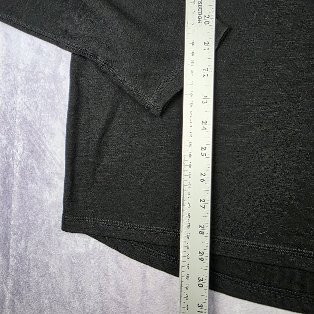 Omni-Wool Shirt Mens XL Black Wool Blend Quarter‎ Zip Long Sleeve Thumb Holes - Picture 7 of 8